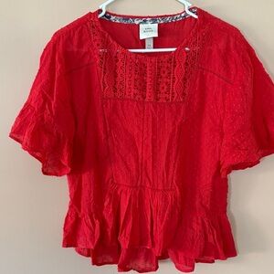 Knox rose Red Lace Accent Blouse